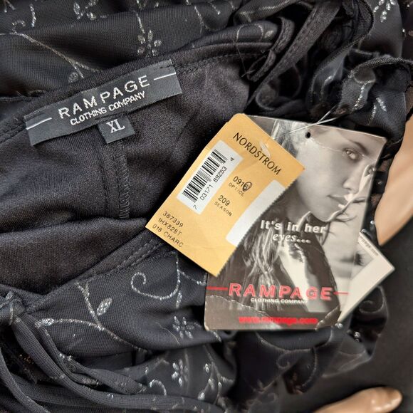 NWT Vintage 90s y2k Rampage Midi Dress Black Glitter Fairy Whimsygoth XL - Picture 8 of 13